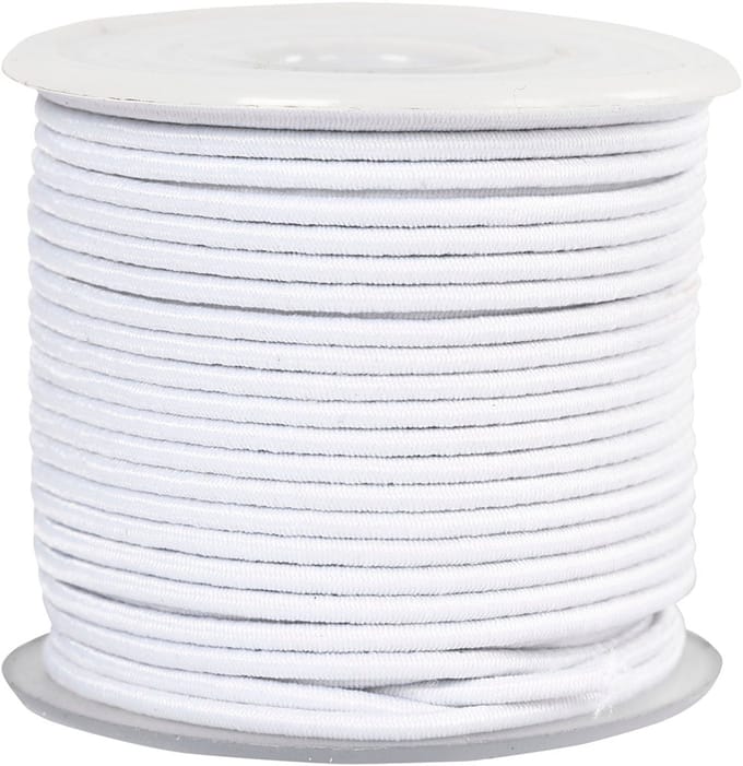 Elastisch koord, dikte 2 mm, wit, 25 m/ 1 rol
