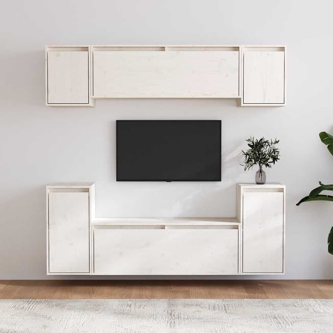 vidaXL - Tv-meubelen - 6 - st - massief - grenenhout - wit