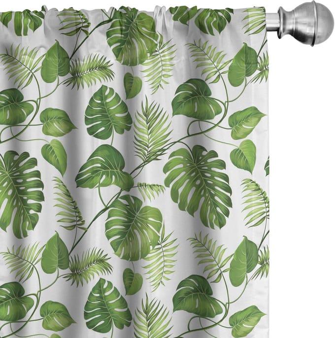 ABAKUHAUS Blad Voorhangen – 2x75x225 cm – Blasses Groen – Halfdonker