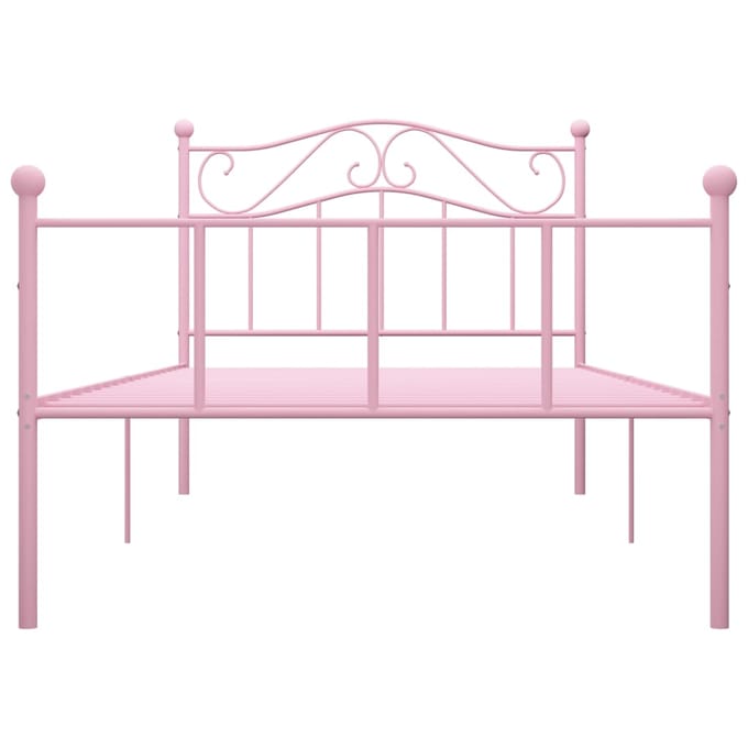 vidaXL - Bedframe - metaal - roze - 90x200 - cm