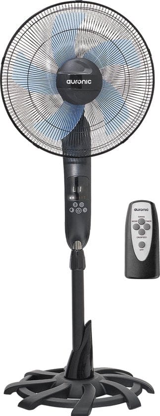 Auronic Statiefventilator - Staande Ventilator met Afstandsbediening - Hoogte Verstelbaar - Roterend - Slaapmodus - Stille Ventilator - Zwart