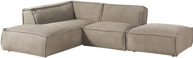 MASSIVMOEBEL24.DE hoekbank taupe hout 195x220x79 cm SOFAS deels gemonteerd