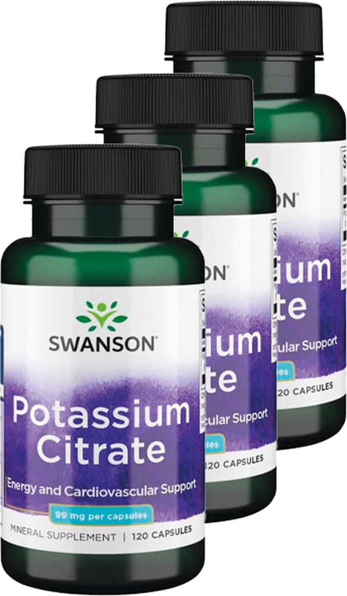 Swanson | Potassium Citraat | 120 Capsules | 3 stuks | 3 x 120 stuks