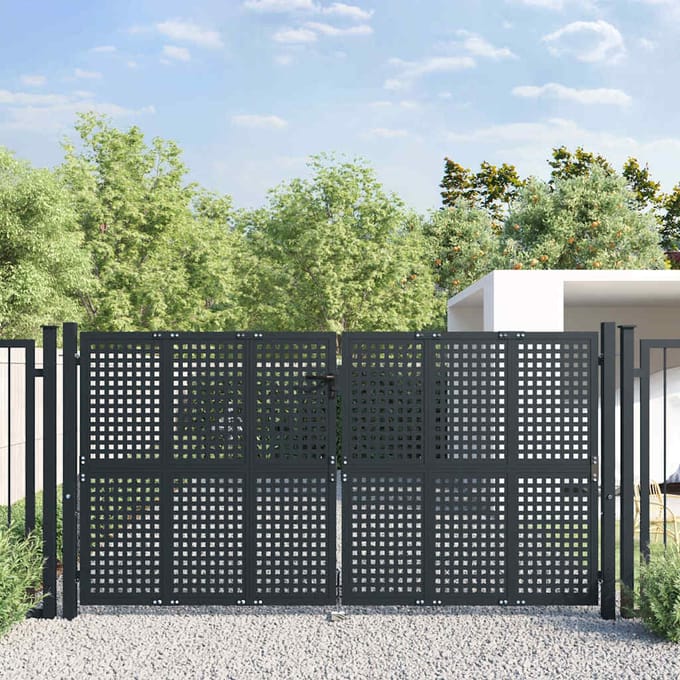 vidaXL - Tuinpoort - Antraciet - 300x150 - cm - Staal