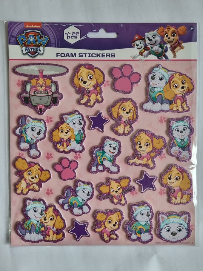 Paw Patrol Nickelodeon Stickers foam, 22 afbeeldingen per set, klein kindercadeau, jongen, meisje,