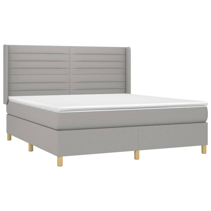 vidaXL - Boxspring - met - matras - stof - lichtgrijs - 180x200 - cm