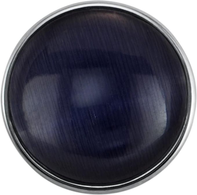 Quiges - Dames Click Button Drukknoop 18mm Glas Cat Eye Donkerblauw - EBCM132