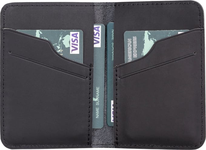Pulledro echt leer Cardholder Pasjeshouder Portemonnee - Antic Black