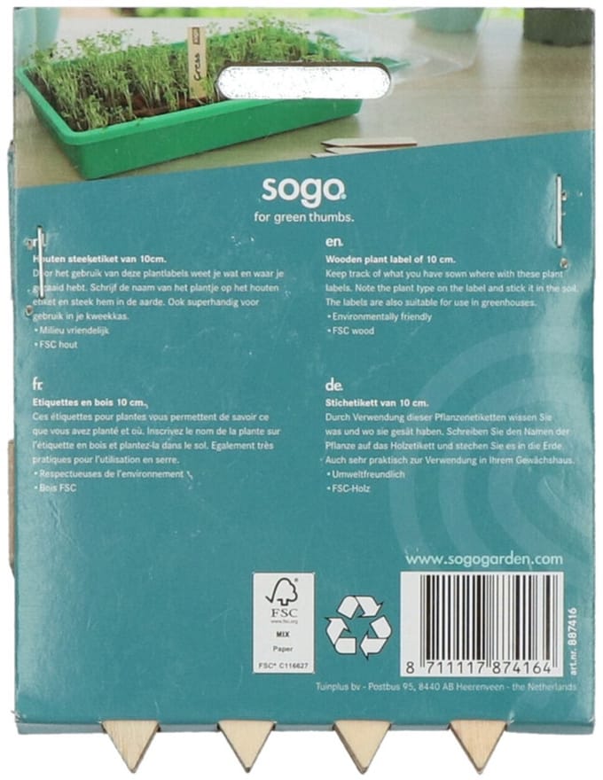 SOGO Houten Steeketiket 10 cm - 24 stuks