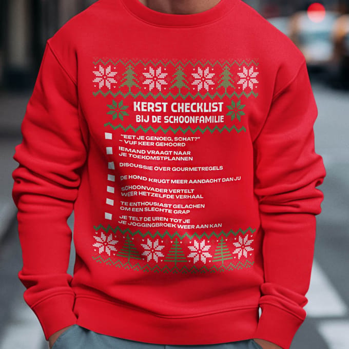 Kerst Trui Rood Kerst Checklist - Bij De Schoonfamilie S
