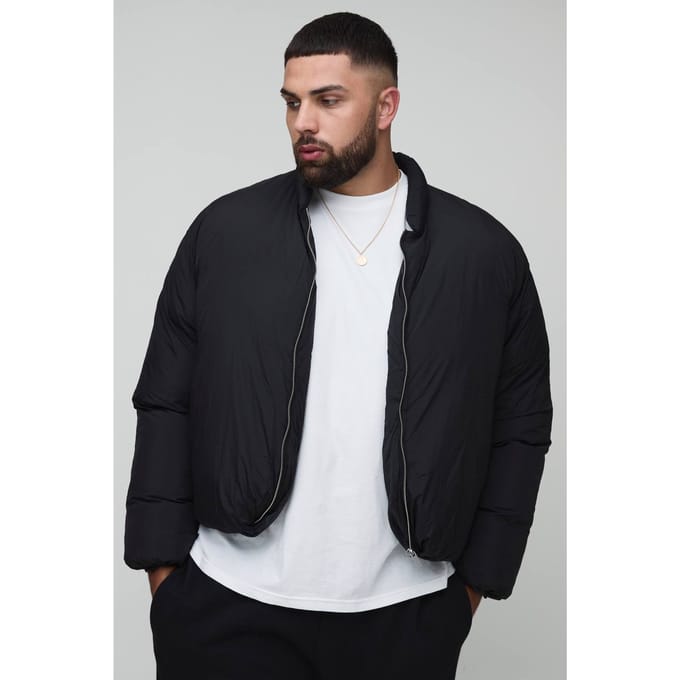 Plus Mono Gewatteerde Oversized Bomberjack | Black | Size 2XL