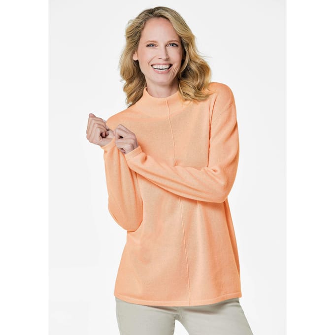 Heerlijk zachte kasjmier pullover met kraag - perzik - Gr. 21 van Goldner Fashion