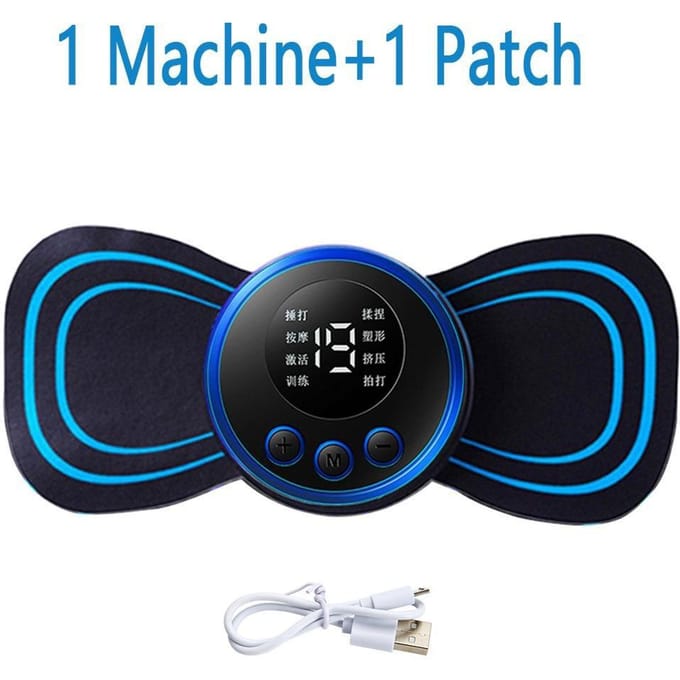 EMS Multifonctionnel Portable Mini Pulse Massage Patch Électrique Masseur Cervical pour la Colonne Cervicale Physique 8 Mode Pulse Stimulateur Musculaire Thérapie Button style bleu