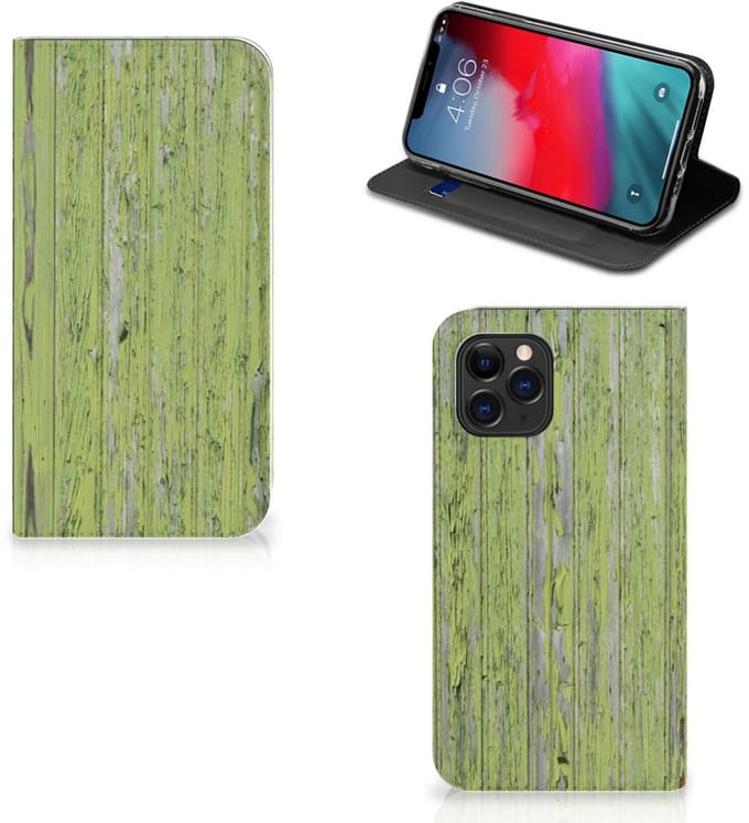 Apple iPhone 11 Pro Book Wallet Case Green Wood