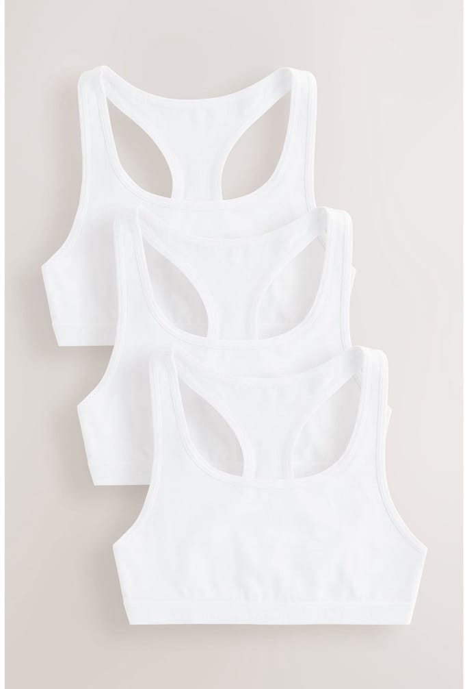 Next - Meisjes - Set van 3 korte tops met racerback - Wit