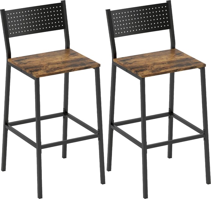 HOMCOM barkruk - Metaal, MDF - 43,2 x 50,5 x 97,8 cm - Rustiek bruin