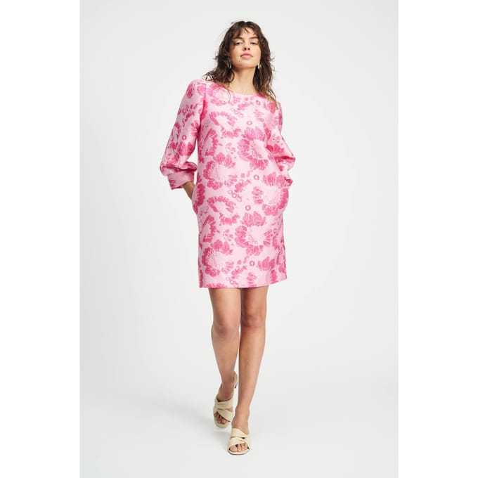 POM Amsterdam Dress - Floral Jacquard Raspberry Größe: 40 | Minikleider Outlet | Damen | Rosa