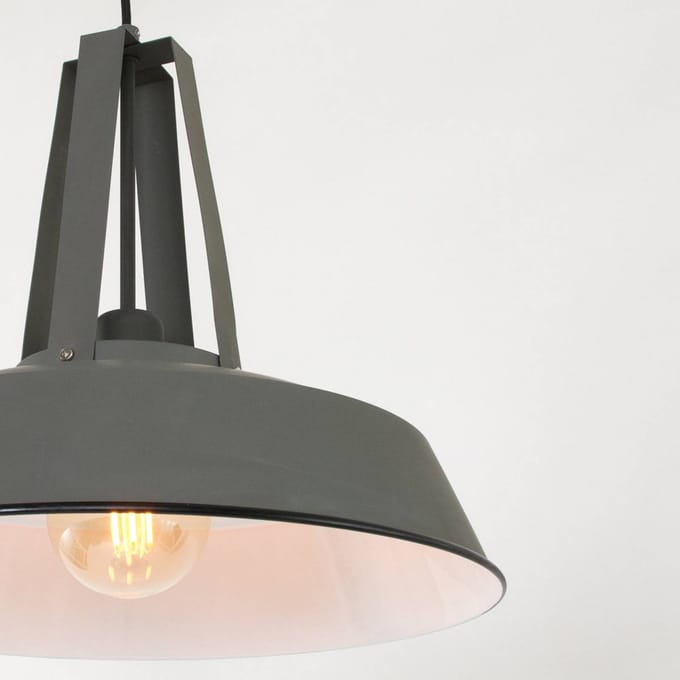 Hanglamp Eden Grijs 7704GR - Hoogteinstelbaar, E27 Fitting, Kunststof/Metaal, Industrieel Stijl - Mexlite