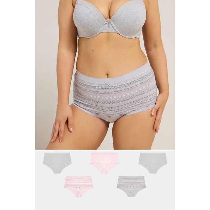 Yours 5Pack Grijze Fairisle Full Slip Size 66-68