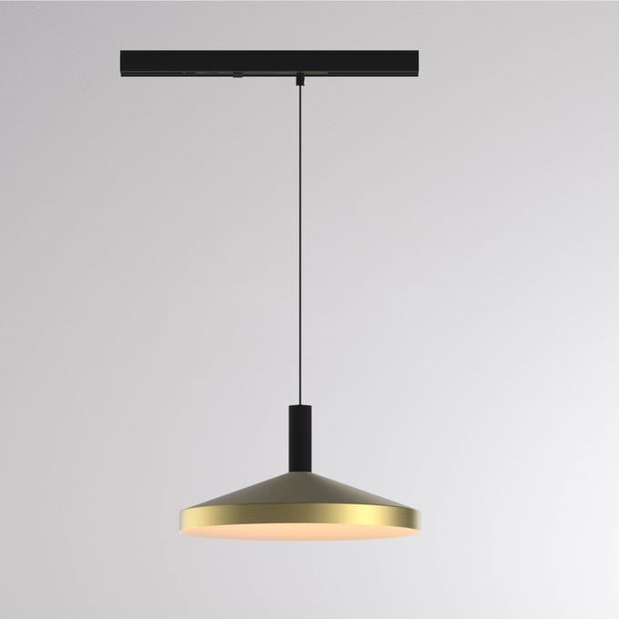 Molto Luce LED-railhanglamp LORA III, messing Ø 36 cm, 40°, CCT, 3-fasig
