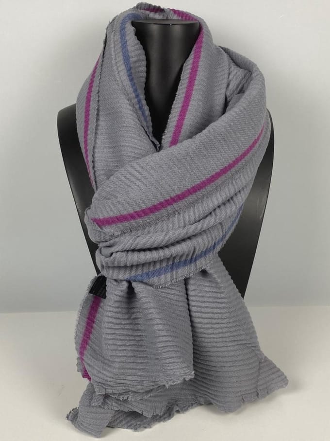 Geribbelde wintersjaal extra lang 70 x 240 cm