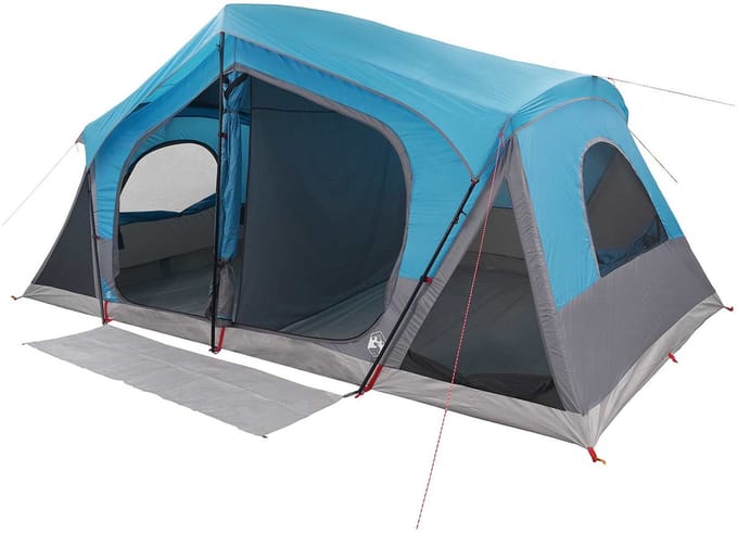 vidaXL - Huisje - Tent - Blauw - 10-persoons - Polyester - en - Staal