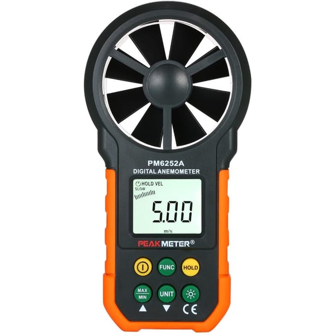 Anemometer Draagbare Windsnelheidsmeter Zwart & Oranje PEAKMETER Handheld zwart/oranje