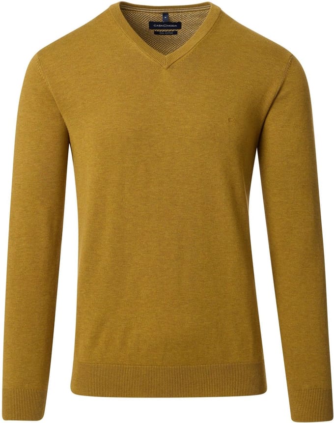 Casa Moda Pullover V-Hals Geel - Maat 5XL - Heren - Pullovers