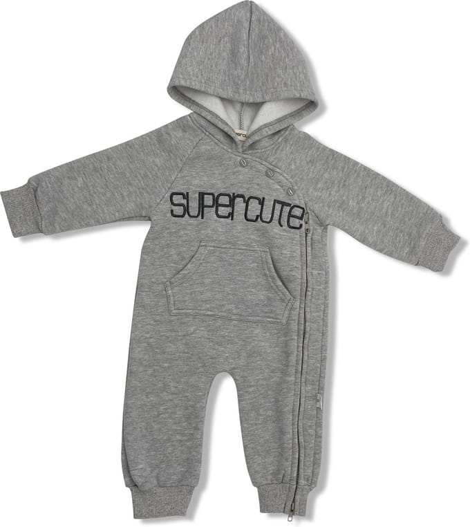 Supercute jumpsuit gemêleerd grijs kruippak maat 68/74