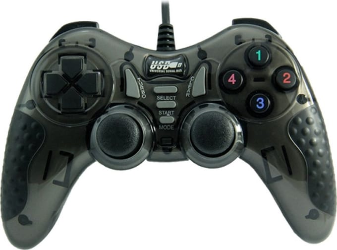USB gamecontroller met 1.8m draad - voor PC – Zwart