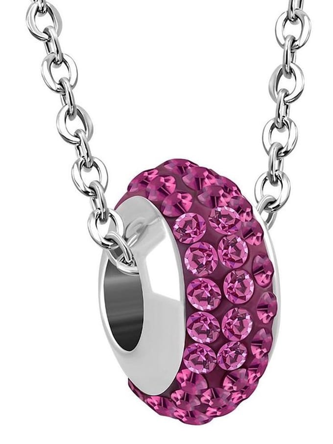 Montebello Ketting Maya Fuchsia - 316L Staal - Shamballa - 10x6mm - 45cm