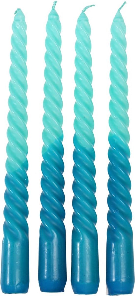 Rex Dip dye spiraalkaarsen set van 4 - Blauw - Kaars