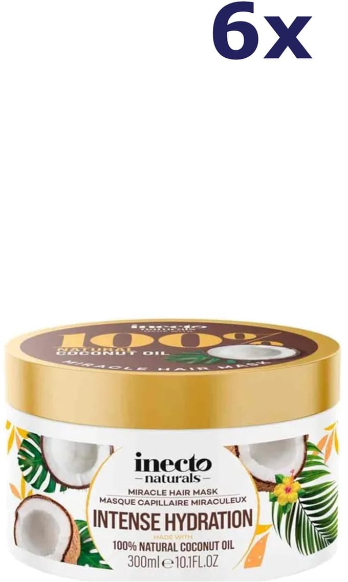 Inecto - Naturals Intense Hydration Coconut Haarmasker - 6 x 300 ml - Voordeelverpakking