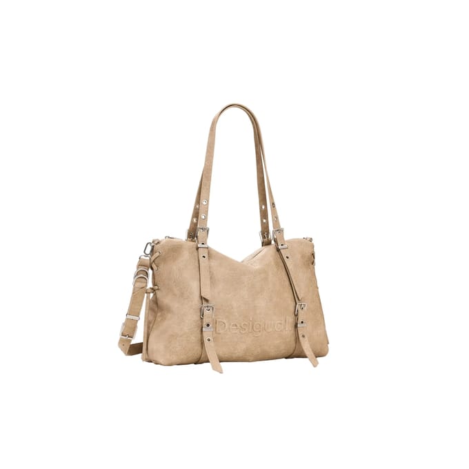 Desigual shopper schoudertas Half Logo Lanuza Shopper Beige Crude