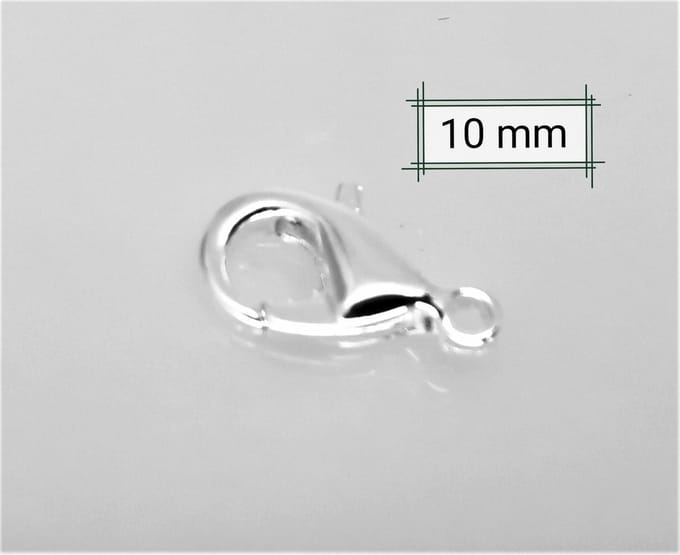 15 x Karabijnsluiting zilverkleurige 10 mm - Nikkelvrij