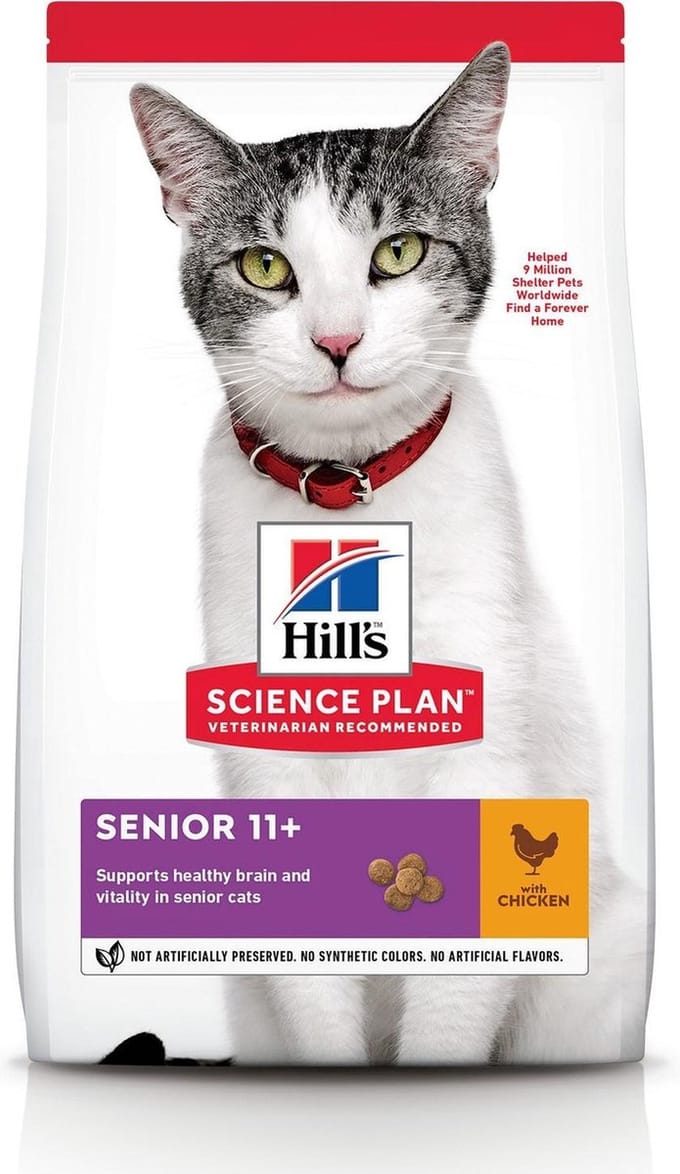 Hill's Science Plan Feline Senior 11+ met Kip 3 Pellets