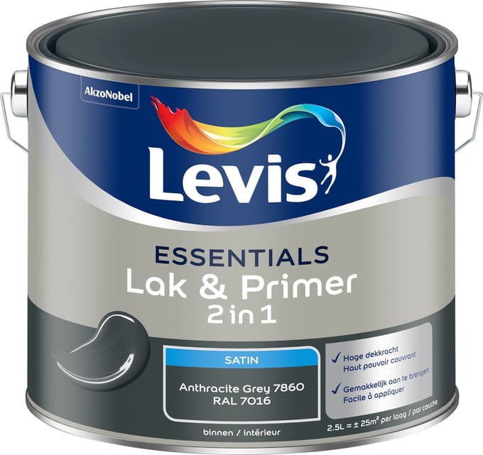 Levis - Essentials Lak & Primer - Anthracite Grey (Ral 7016) - 2,5 L