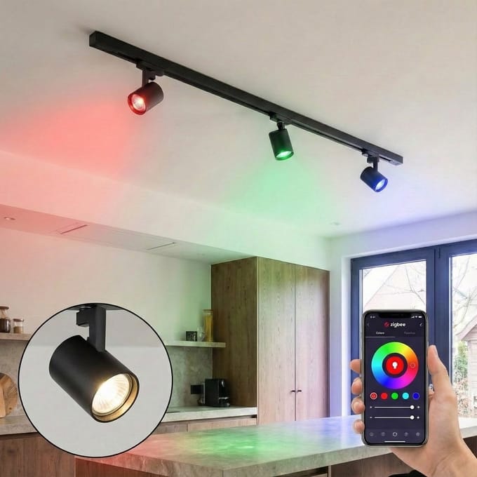 SMART 1-fase Railverlichting | 100CM |3x Railspot PLUTO | Incl. WiFi Spots | Complete set | Zwart