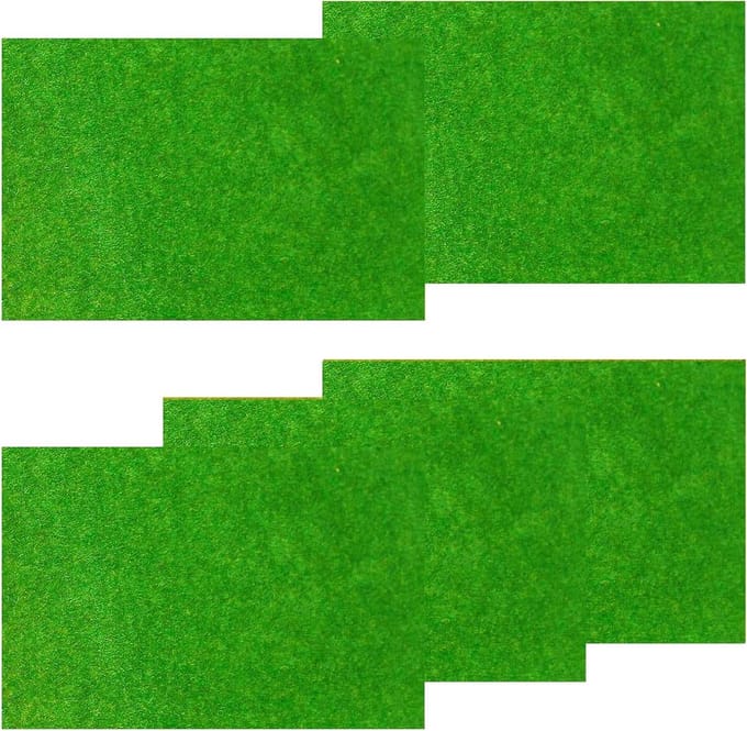 Set van 5 Kunstgras Matten 20x30cm voor Modelspoor, Tuinlandschapsdecoratie en Miniatuurtuin (Groen A)
