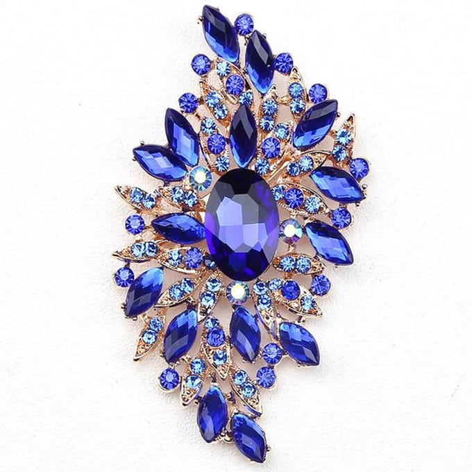High End Verfijnd Temperament Broche Glas-in-lood Groot Glas Kristalglas Dameskleding Accessoires blue