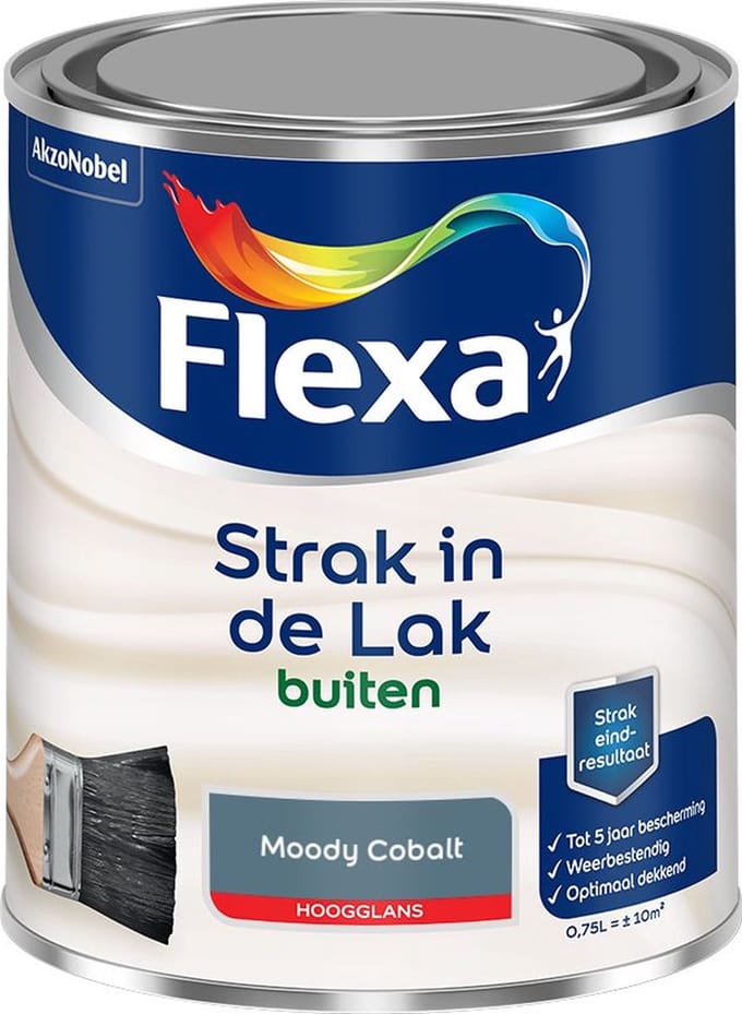 Flexa - Strak In De Lak Buitenlak Hoogglans - Moody Cobalt - Mengverf - 750 Ml