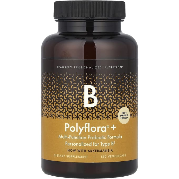 D'Adamo, Polyflora® + B, Multifunctionele Probiotische Formule, 120 Plantaardige Capsules