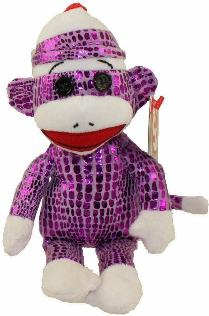 Ty Beanies Sock Monkey Aap Paars 15 cm