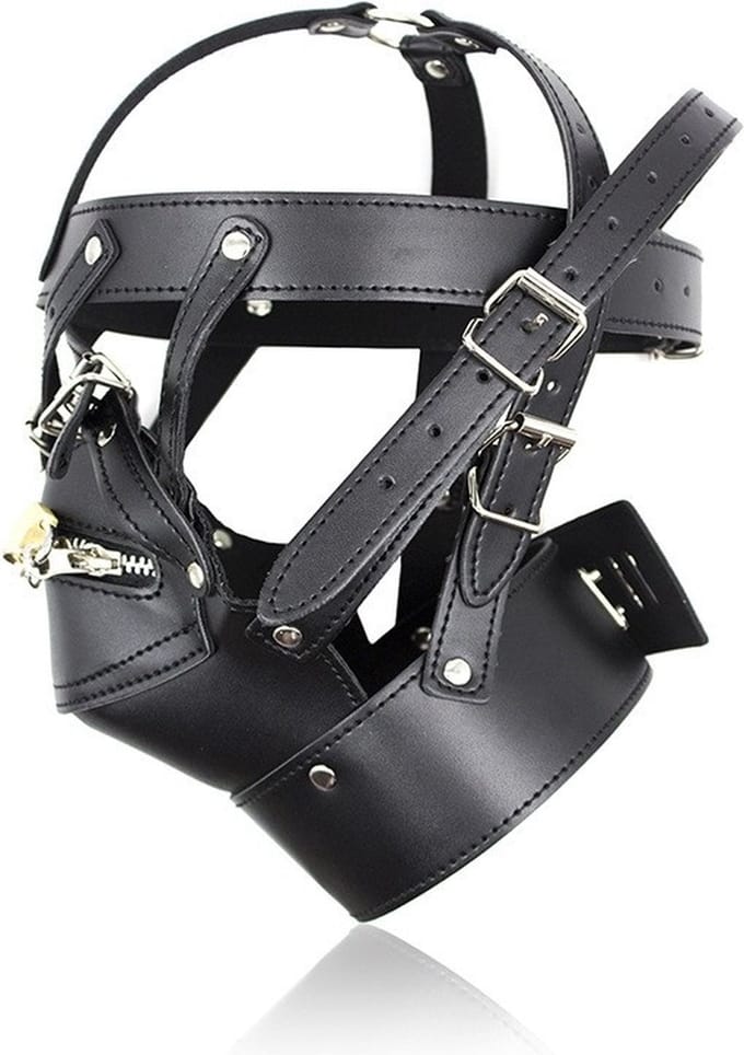 PU leren hoofdmasker met mondrits