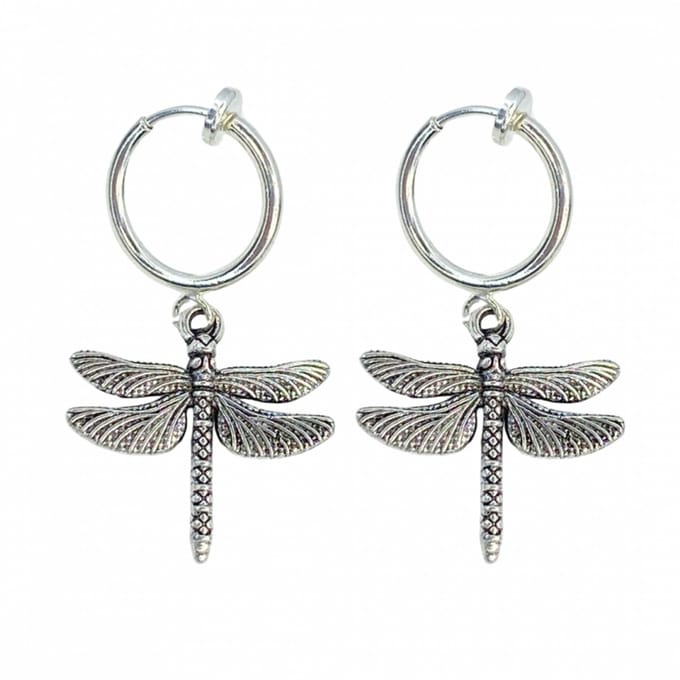 Klem oorbellen- libelle-zilverkleur-geen gaatje-Charme Bijoux
