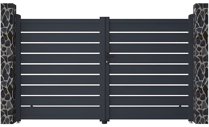Vente-unique Draaihek in opengewerkt aluminium L 305 x H 180 cm antraciet - PRIMO