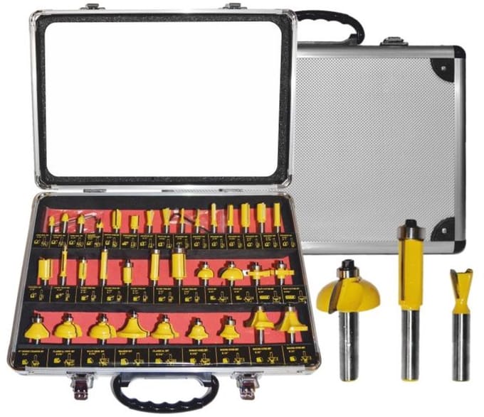 Awtools Frezen Set - Houtbewerking - 35 Delen - 8mm Trapeze - Tungsten Carbide Bladen