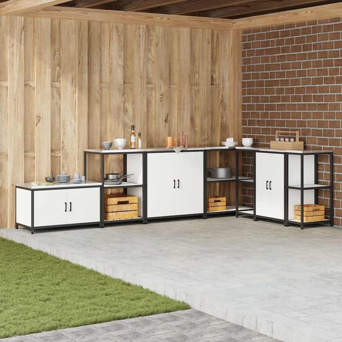 vidaXL - Keukenplankeenheid - HATTEM - Wit - 60 - x - 50 - x - 92 - cm - Staal