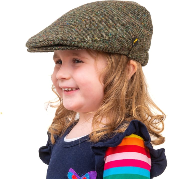 Hatman of Ireland Kids Tweed Flat Cap Green Large (53-56cm)