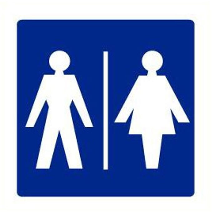 Gezamenlijk toilet sticker, blauw 150 x 150 mm